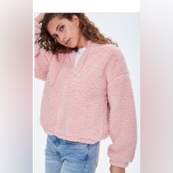 Forever 21 Faux Shearling Zip-Up Hoodie - Picture 4 of 4